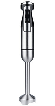 Hand electric immersion blender is isolated on a transparent background.