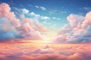 Scenic sky backdrop designed through digital techniques. Generative AI