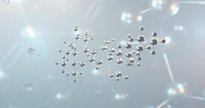 Nabilone rotating 3d molecule, molecular structure of antiemetics, seamless video
