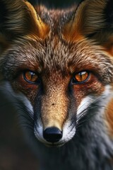 Fototapeta premium Close Up of Foxs Face With Orange Eyes