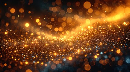 Fototapeta na wymiar image of bokeh golden background with lights, poured, sparklecore, luxurious fabrics