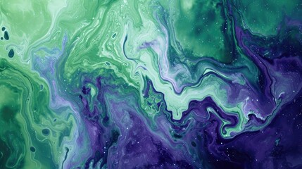 Jade green and lavender vibrant abstract with sparkling nebula effects