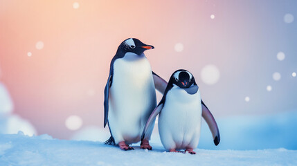 Obraz premium two penguins hug each other 