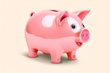 Obraz premium Shiny pink Piggy bank isolated on light background. Money investment. Website Landing. Stability, security of money storage. Safe finance investment. 3D pink piggy bank on light pink background