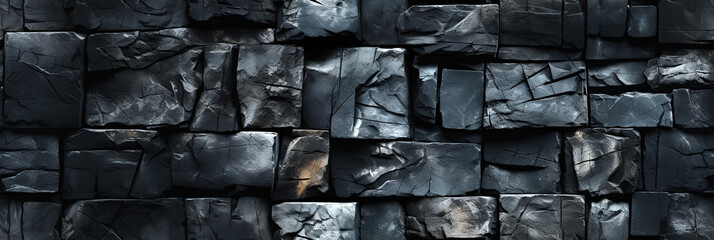 black seamless pattern texture of stone rocks on cobblestone background - obrazy, fototapety, plakaty