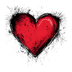 a red heart with splattered paint