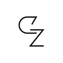Minimal Letters CZ Logo Design - obrazy, fototapety, plakaty