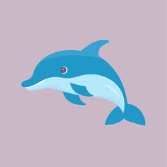 Fototapeta premium Vector Flat Dolphin Fish