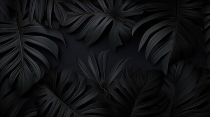 Dark tone and Gold tropical leaves abstract background - obrazy, fototapety, plakaty