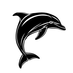 a black dolphin with white outline