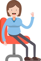 Woman Character Sitting on Chair
