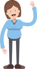 Woman Character Raising Hand Illustration
