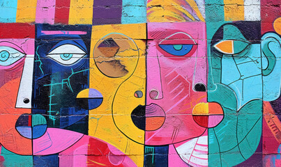 abstract street graffiti art on urban wall