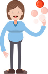Woman Character Throwing Ball
