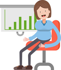 Woman Character and Bar Chart
