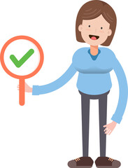 Woman Character and Check Mark
