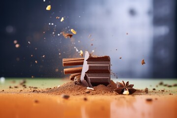 chocolate bar with cocoa powder dusting on top