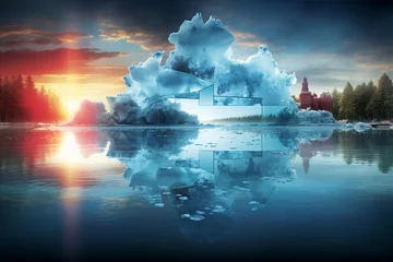 Möbelaufkleber Impact of global warming on wildlife and ecosystems. melting glaciers and floods © Iuliia