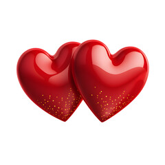 two red hearts with gold dots