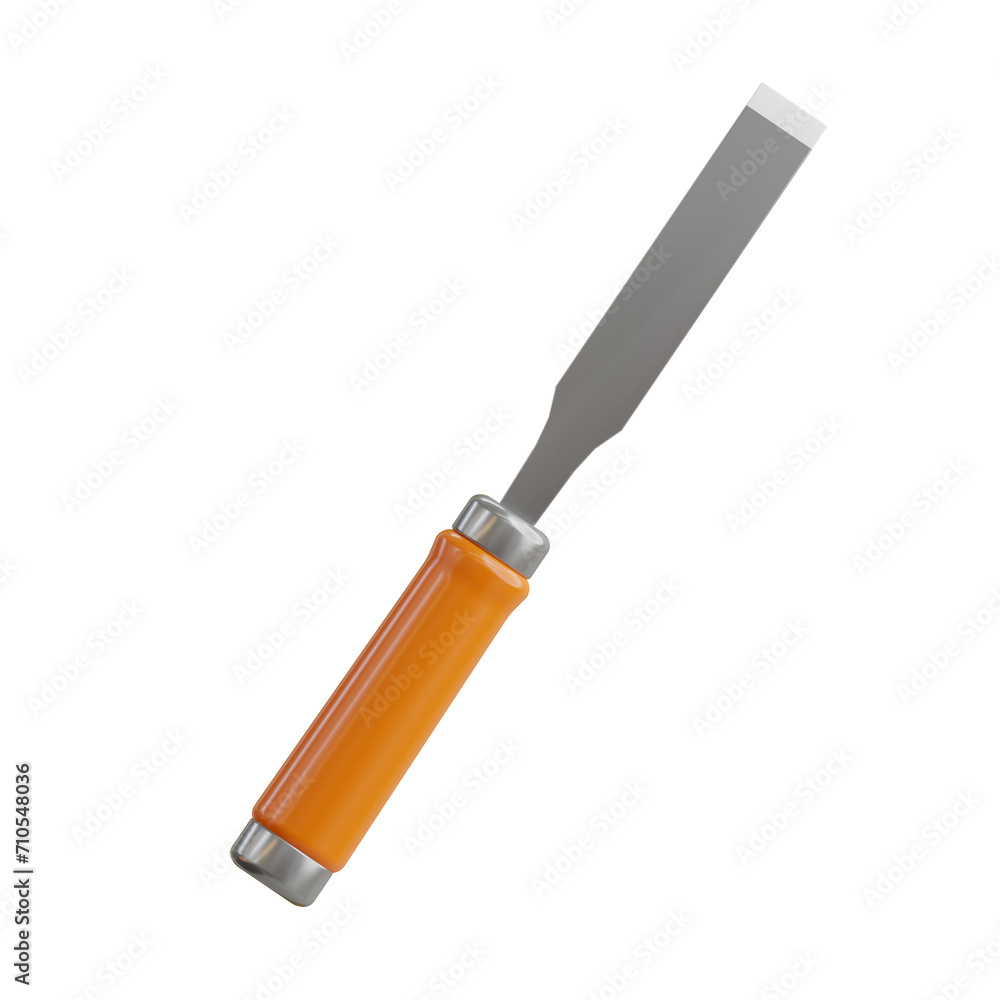 Poster 3d chisel model the art of chiseling. 3d illustration, 3d element, 3d rendering. 3d visualization is
