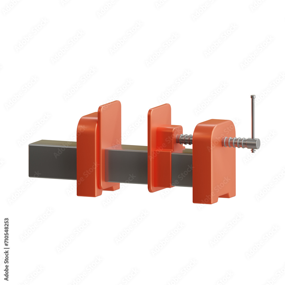 Poster 3d clamp model precision and stability work. 3d illustration, 3d element, 3d rendering. 3d visualiza