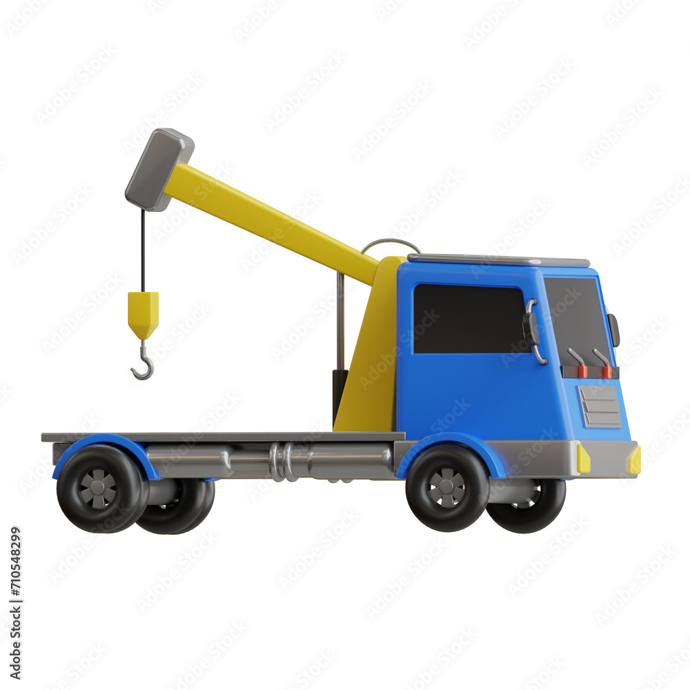 Poster 3D Crane Truck Model Practical Advice for Operators. 3d illustration, 3d element, 3d rendering. 3d visualization isolated on a transparent background