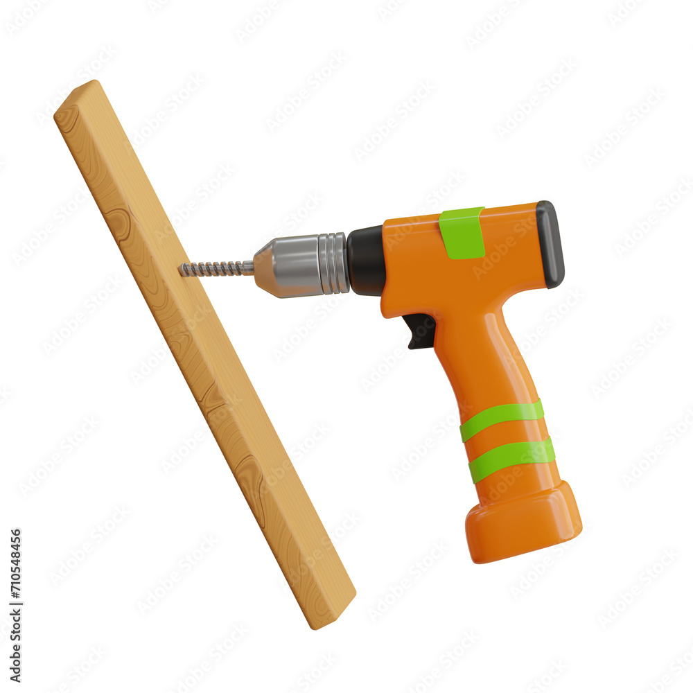 Poster 3d drill model tool for diy enthusiasts. 3d illustration, 3d element, 3d rendering. 3d visualization