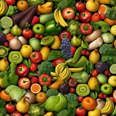 Selection of Vegetables Flying Out of the Basket