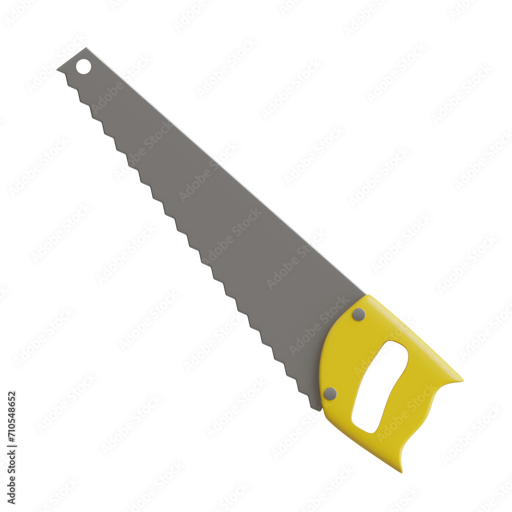Poster 3d hand saw model smooth and accurate cuts. 3d illustration, 3d element, 3d rendering. 3d visualizat