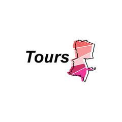Map of Tours City design illustration, vector symbol, sign, outline, World Map International vector template on white background