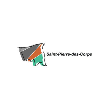 Map of Saint Pierre Des Corps City design illustration, vector symbol, sign, outline, World Map International vector template on white background