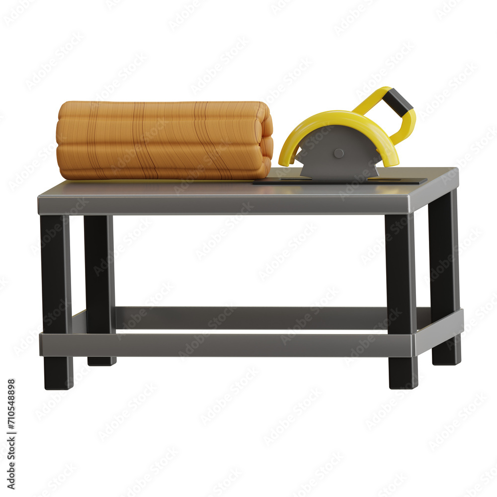 Aufkleber 3d cutting log model accurate log cutting. 3d illustration, 3d element, 3d rendering. 3d visualizati