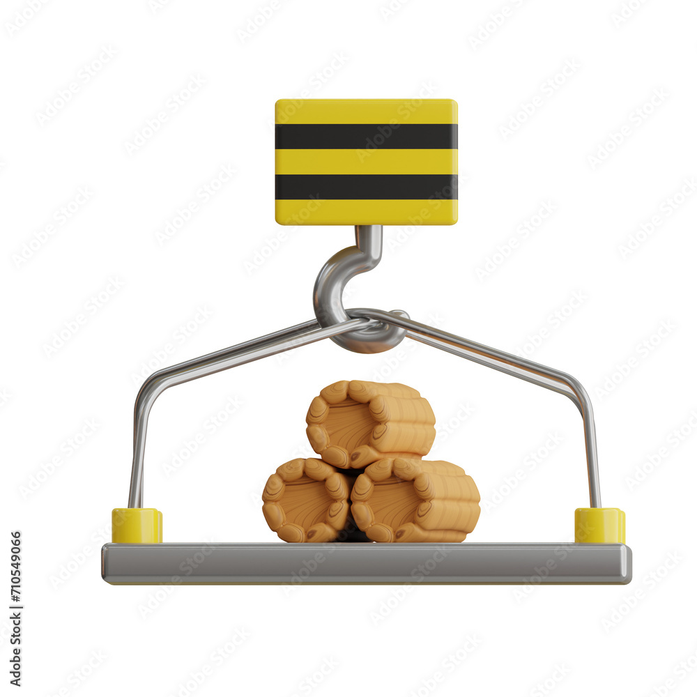 Aufkleber 3d logs model crane applications in timber extraction. 3d illustration, 3d element, 3d rendering. 3d
