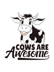 cows are awesome  t shirt design Template and poster design