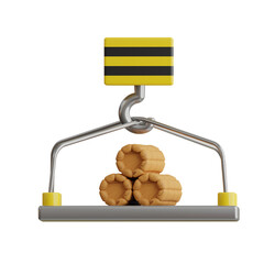 3D Logs Model Crane Applications in Timber Extraction. 3d illustration, 3d element, 3d rendering. 3d visualization isolated on a transparent background