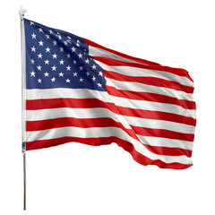 Waving American Flag isolated on transparent background