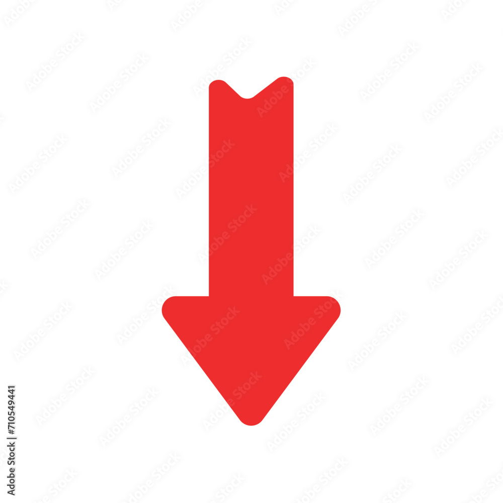 Poster arrow of set. this bold red arrow graphic design points the way forward on a clean white background.