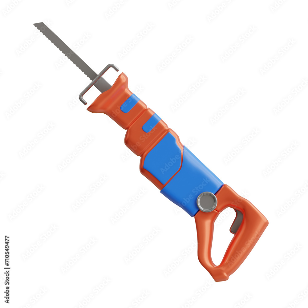 Poster 3d sabre saw model safe and efficient cuts. 3d illustration, 3d element, 3d rendering. 3d visualizat