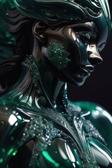 Sculpture of a girl made of green stone