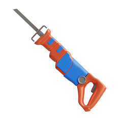 3D Sabre Saw Model Safe and Efficient Cuts. 3d illustration, 3d element, 3d rendering. 3d visualization isolated on a transparent background