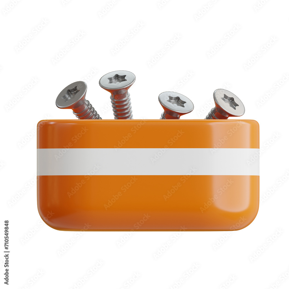 Poster 3d screws model effective fastening. 3d illustration, 3d element, 3d rendering. 3d visualization iso