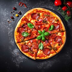 Traditional Italian Pepperoni Pizza with Vegetables