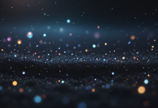 Black space background image filled with glittering lights.