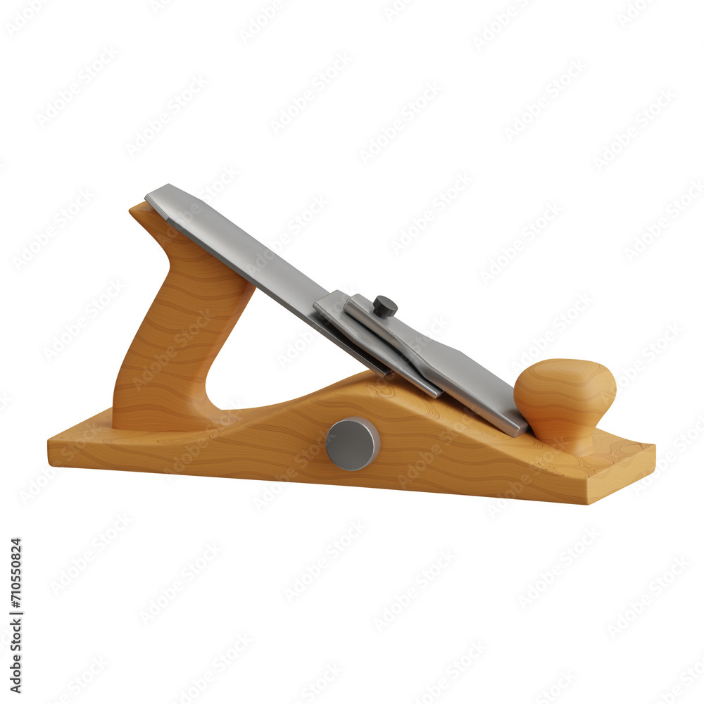 Aufkleber 3d wood plane model tool for smoothing surfaces. 3d illustration, 3d element, 3d rendering. 3d visua