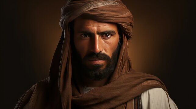 Handsome Arab man wearing keffiyeh or kufiya