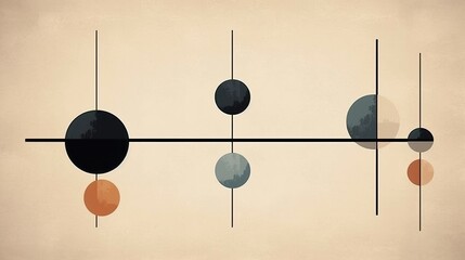 Modern abstract art. Watercolor illustration. Minimalist abstract artwork that explores the concept of balance and asymmetry