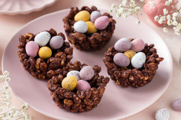 Sweet and tasty Easter chocolate rice nest
