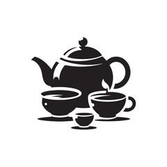 Time-Honored Icons: Beautiful Chinese Tea Pot Silhouette Stock Perfect for New Year Celebrations - Chinese New Year Silhouette - Chinese Tea Vector Stock
