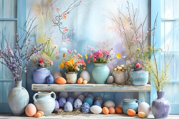 Obraz na płótnie Canvas Colorful Easter Eggs Decor Collection
