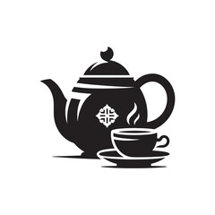 Timeless Artistry: Intricate Chinese Tea Pot Silhouette Crafted for Stock Collections - Chinese New Year Silhouette - Chinese Tea Vector Stock

